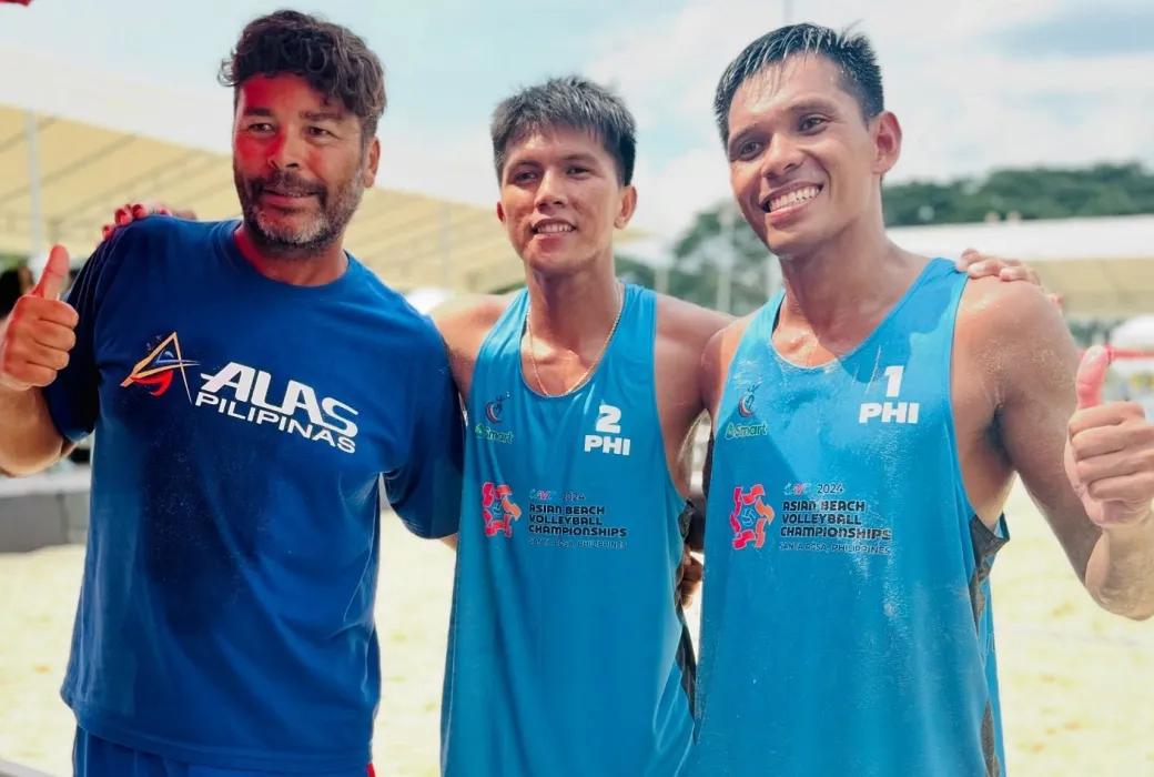 James Buytrago and Ran Abadilla displayed great resilience after a first-set loss to overcome Japanese rivals Yoshi Hasegawa and Dylan Kurokawa, 22-24, 24-22, 15-9, in the ongoing Asian Senior Beach Volleyball Championship at the Nuvali Sand Courts in Santa Rosa City, Laguna on Thursday, November 8.