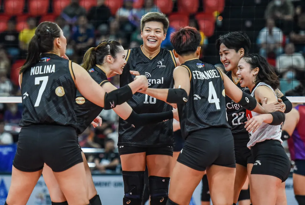 Cignal kept their record unblemished despite the third-set stumble to end Choco Mucho's two-game winning streak, 25-18, 25-18, 20-25, 25-22, in the 2024-25 Premier Volleyball League (PVL) All-Filipino Conference on Thursday, November 28, at Philsports Arena in Pasig.