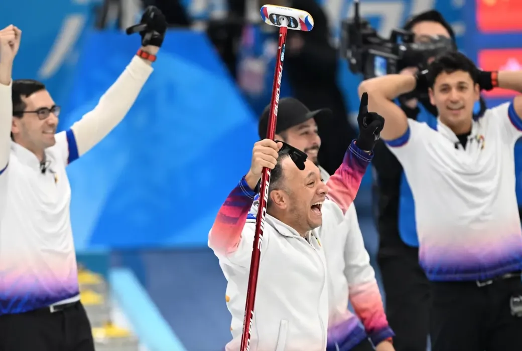The Philippine Curling Team celebrate after their gold medal-clinching victory at the Harbin Asian Winter Games last February. 