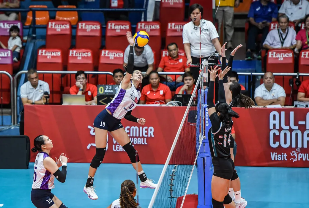 Kat Tolentino’s strong net defense streered Choco Mucho to a 27-29, 25-20, 25-19, 17-25, 15-12 win over Galeries Tower in the 2024-25 Premier Volleyball League (PVL) All-Filipino Conference at the FilOil EcoOil Arena in San Juan on Thursday, November 14.