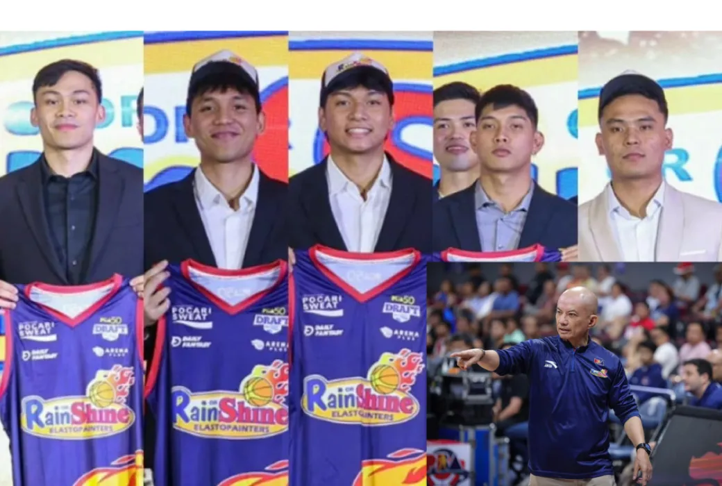 Rain or Shine team and Coach Yeng Guiao